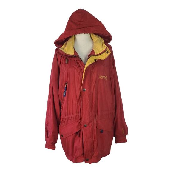 Kyra K Red Yellow Equestrian Horse Sugar Pouch Jacket Coat Windbreaker Vintage S - Picture 2 of 10